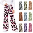 thumbnail image 1 of Dzrciro Girls Sweatpants, Drawstring Elastic Waist Straight Leg Leopard Printed Pants with Pockets, Lightweight Outdoor Trousers, 5-15 Years, 1 of 8