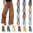 thumbnail image 1 of Dzrciro Jeans for Women, Plus Size High Waist Wide Leg Ruffle Hem Denim Pants with Pockets, Dressy Work Commute Pants S‑3XL, 1 of 7