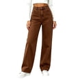 thumbnail image 1 of Dzrciro Jeans for Women, Plus Size High Waisted Button Zip Wide Leg Pants with Pockets, Daily Commute Work Denim Pants S-5XL, 1 of 5