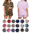 thumbnail image 1 of Dzrciro Pajamas for Women Set, Short Sleeve V Neck Button Down Tops with Pockets and Elastic High Waist Pants with Various Prints, Comfy Lightweight Everyday Sleepwear S-3XL, 1 of 8