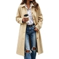 thumbnail image 1 of Dzrciro Plaid Long Coat for Women, Long Sleeve Lapel Open Front Button Checkered Trench Coat, Elegant Fashion Fall Outerwear S-2XL, 1 of 7
