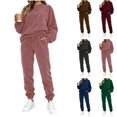 thumbnail image 1 of Dzrciro Sets for Women, Corduroy Long Sleeve Crew Neck Tops and Elastic Waist Jogger Pants with Pockets, Warm Daily Weekend Sets S‑2XL, 1 of 8