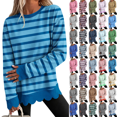 thumbnail image 1 of Dzrciro Sweatshirt for Women, Stripe Long Sleeve Crew Neck Navy Pullover Tops with Scalloped Hem, Fall Casual Loose Comfy Sweatshirts S-2XL, 1 of 8