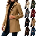 thumbnail image 1 of Dzrciro Trench Coat Women, Wool Blend Long Sleeve Collared Thicken Double Breasted Mid Length Overcoat with Pockets, Warm Comfortable Office Bussiness Work Jackets S-2XL, 1 of 7