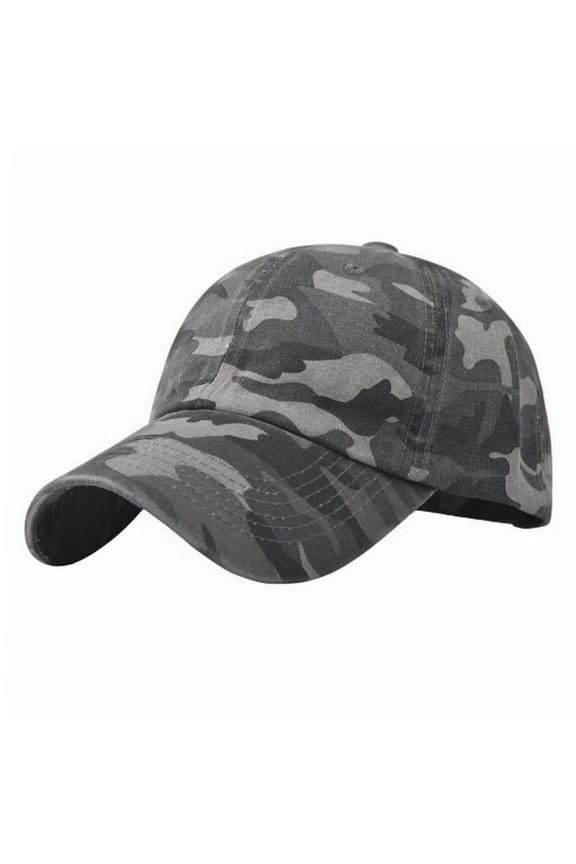 Men's And Women's Rinsing Make Old Cotton Camouflage Baseball Cap Camouflage Cap, Black