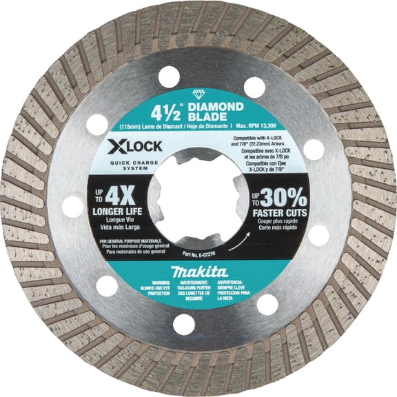 P.T.S. X-Lock Masonry Blade 4-1/2 In Rim Blade - For Masonry Cutting 2X Residential Use, Standard Application