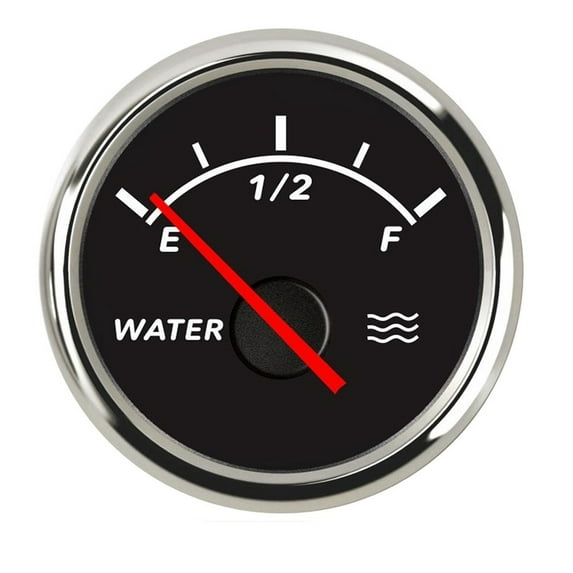 E-1/2-F Fuel Level Gauge With Red Backlight 0-190 Ohm Water Level Gauge 52mm Oil Fuel Gauge Meter For Boat Car RV Yacht 12V/24V ,Easy Setup