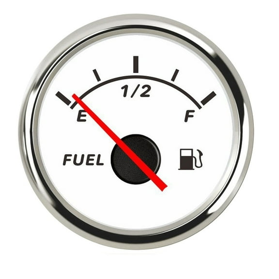 E-1/2-F Fuel Level Gauge With Red Backlight 0-190 Ohm Water Level Gauge 52mm Oil Fuel Gauge Meter For Boat Car RV Yacht 12V/24V ,High Precision