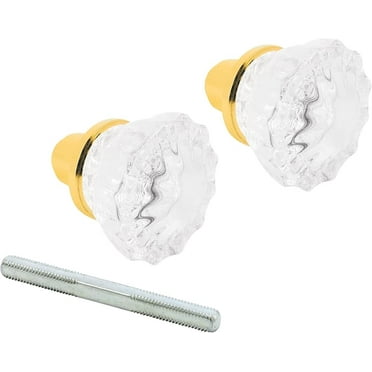 E 28316 Mortise Style Fluted Glass Door Knobs - Perfect for Replacing Broken Antique Lock Sets on Interior Doors, Features 2 In. Outside Diameter Knobs, Brass Plated (Single Pack)