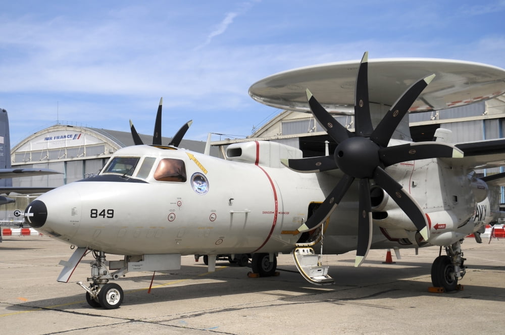 E-2D Hawkeye of the US Navy at Le Bourget Airport Paris France Canvas Art - Riccardo NiccoliStocktrek Images (34 x 23)