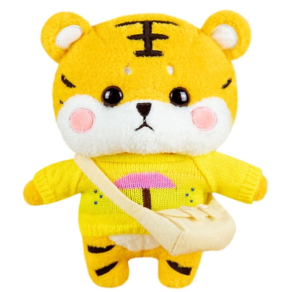 E 30Cm Tiger Stuffed Animal Umbrella Pattern Sweater With Bag Plush Sleeping Doll For Children Gift
