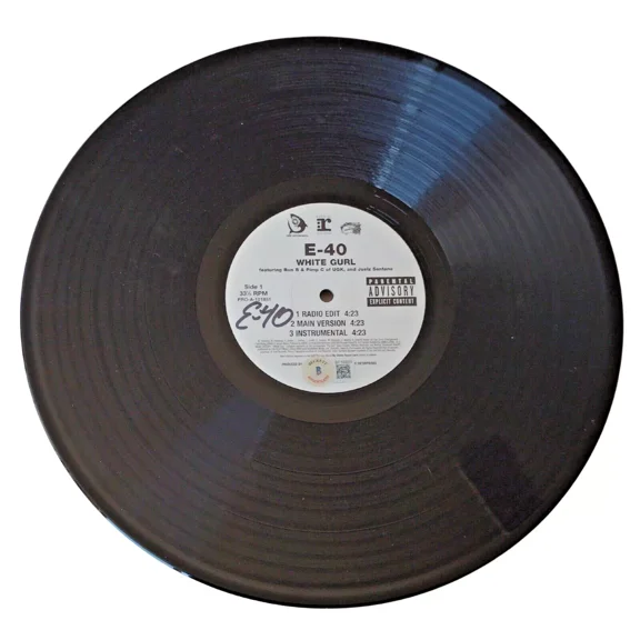 E-40 Signed White Gurl / Just Fkn 12" Single Vinyl Record Album Beckett Authentication