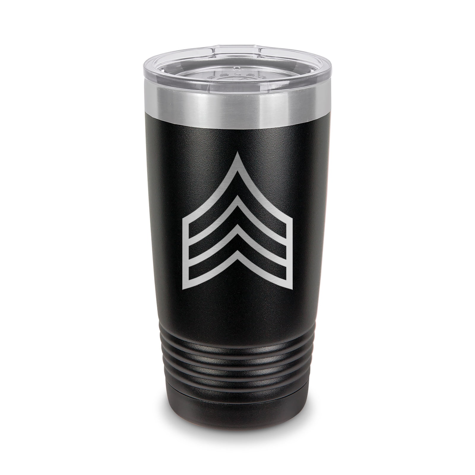 E5 Sergeant Rank Tumbler 20 oz Laser Engraved w/ Clear Lid