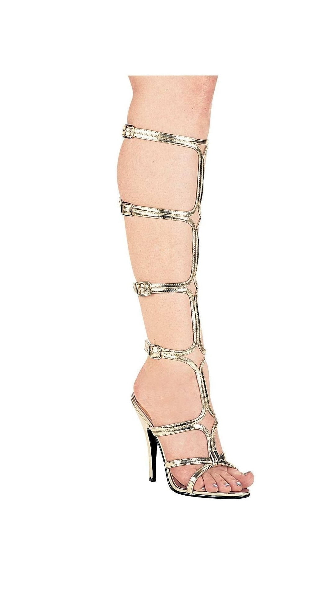 510 Sexy 5 Heel Knee High Strap Up Sandal Gold Size 14