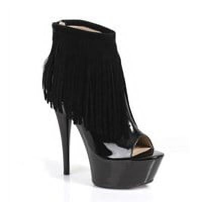 E-609-Sonoma, 6" Platform ankle Womens boot w/ Fringe. 6 / Black Velvet