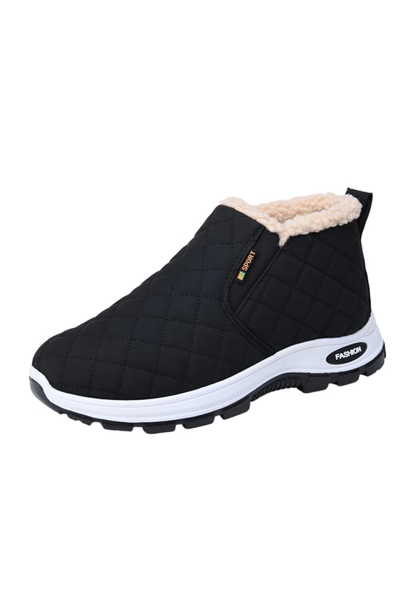 E-627 Black Female Adaptive Breathable Snug Boots For Cold Weather Months Thick Bottom Fleece-Lined Warm Insulated Snow Shoes