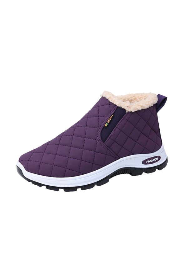 E-627 Purple Ladies Adaptive Breathable Comfortable Snow Boots For Autumn And Winter With Thick Sole Plush Lining Warm And Cozy Footwear For Fun