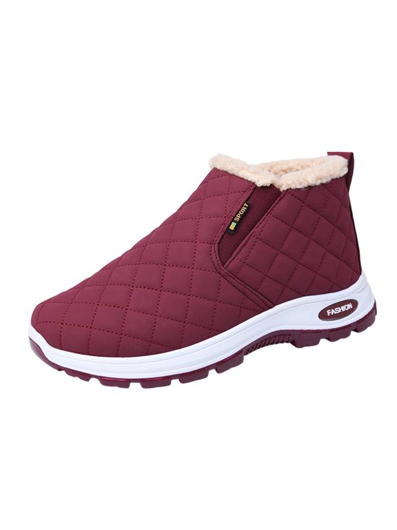 E-627 Wine Ladies Multi-Use Ventilated Comfortable Snow Boots For Autumn Winter Time Thick Sole Fleece-Lined Warm Toasty Footwear For Outdoor