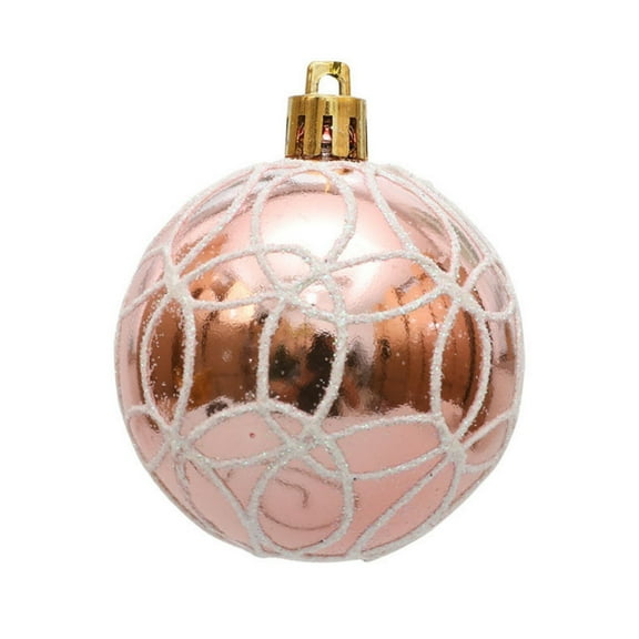 E 6Cm Christmas Ball Ornaments, Electroplated Plastic Hanging Balls, Copper Coin Pattern, Set Of 6 For Tree Decor, Festive Shiny Decor