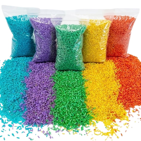 E & A Play Rainbow Sensory Rice Bin Filler 5 Cups 2.25 lbs 5 Separate Colors, ages 3+ years