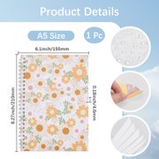 E A5 Floral Notebook Blank Spiral Notebook 8.3x6in Flower Spring Daisy No Line Loose-Leaf Plain Wirebound Plastic Cover Unlined Journals for Sticker Collecting Holder Keeper Accessories Labels