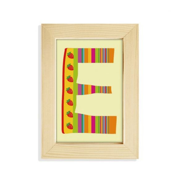 E Alphabet Strawberry Fruit Cute Pattern Desktop Display Photo Frame Picture Art Painting 5x7 inch