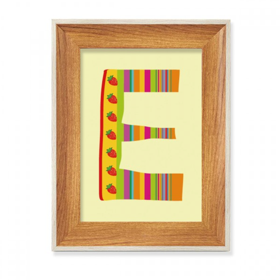 E Alphabet Strawberry Fruit Cute Pattern Desktop Wooden Photo Frame Display Picture Art Painting Multiple Sets