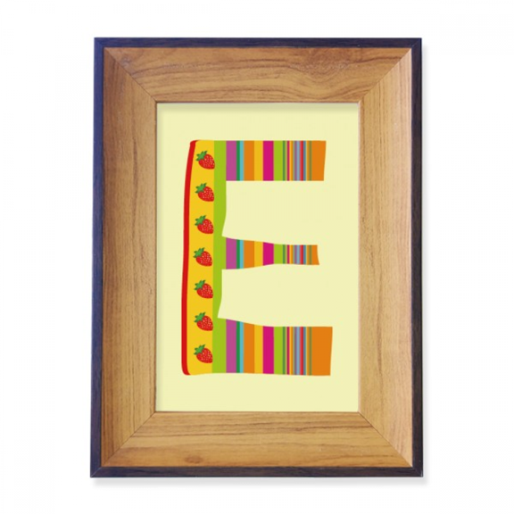 E Alphabet Strawberry Fruit Cute Pattern Photo Frame Exhibition Display Art Desktop Painting