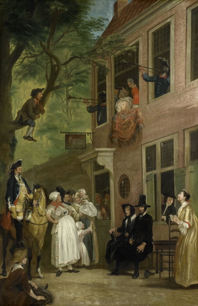E Ambassador Of The Rascals Exposes Himself From The Window Of T Bokki Tavern In The Haarlemmerhout Canvas Art - (18 x 24)
