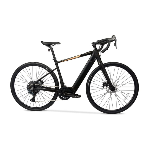Ozark Trail 700C Rebel+ Drop Bar Electric Gravel Bike, Class 1 Mid-Drive, Large Frame, Fits Riders 5 ft 9 in-6 ft 3 in, Black, Adult, Unisex