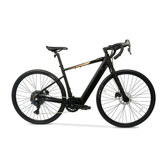 Ozark Trail 700C Rebel+ Drop Bar Electric Gravel Bike, Class 1 Mid-Drive, Medium Frame, Fits Riders 5'5"-5'11", Black, Adult, Unisex, Online Only