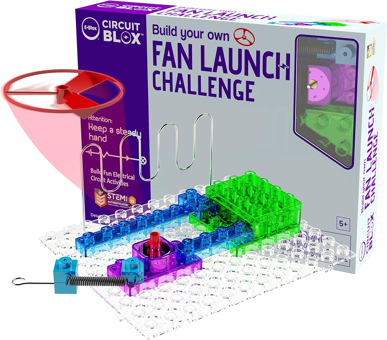EBLOX Building Blocks Circuit Kit, Build Your Own Fan Launch Wire Maze
