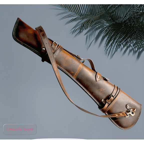 E-Beautiful People Hand-Tooled Leather Rifle Scabbard 33" Western Case — Brown