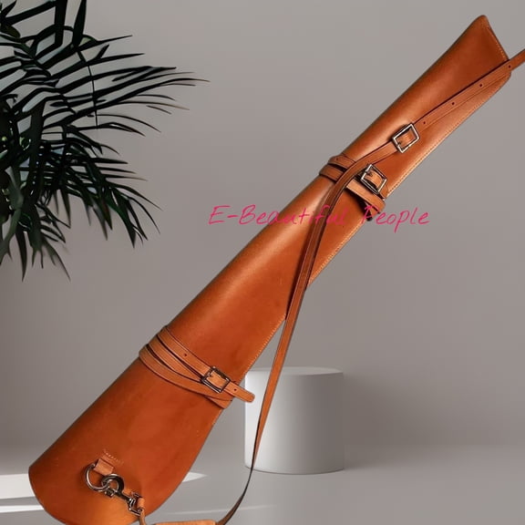 E-Beautiful People Leather Rifle Cover Scabbard 33" with Cheek Rest — Brown