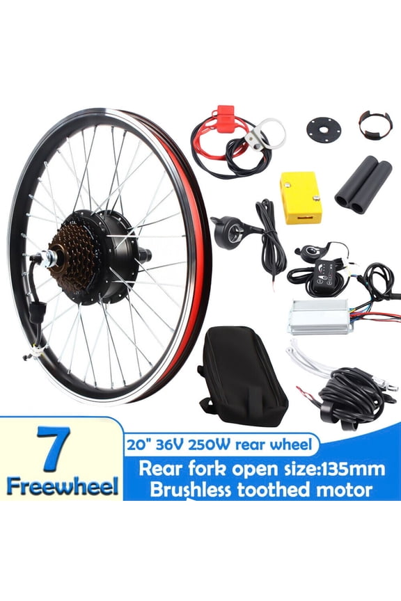 E-Bike Bicycle Conversion Kit Electric Rear Wheel Hub Motor 20" 250W