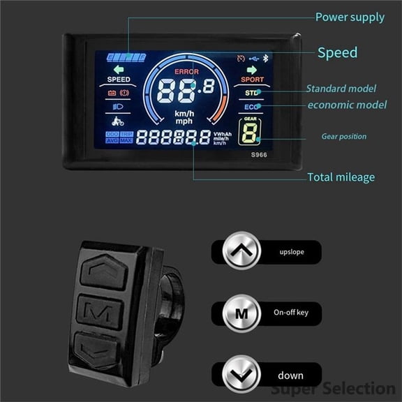 E-Bike Display, S966 Color LCD Display 24V-72V Waterproof Control Panel With NFC For Electric Bicycles, Compatible With Specific Protocol Controllers, Electric Bike Accessory