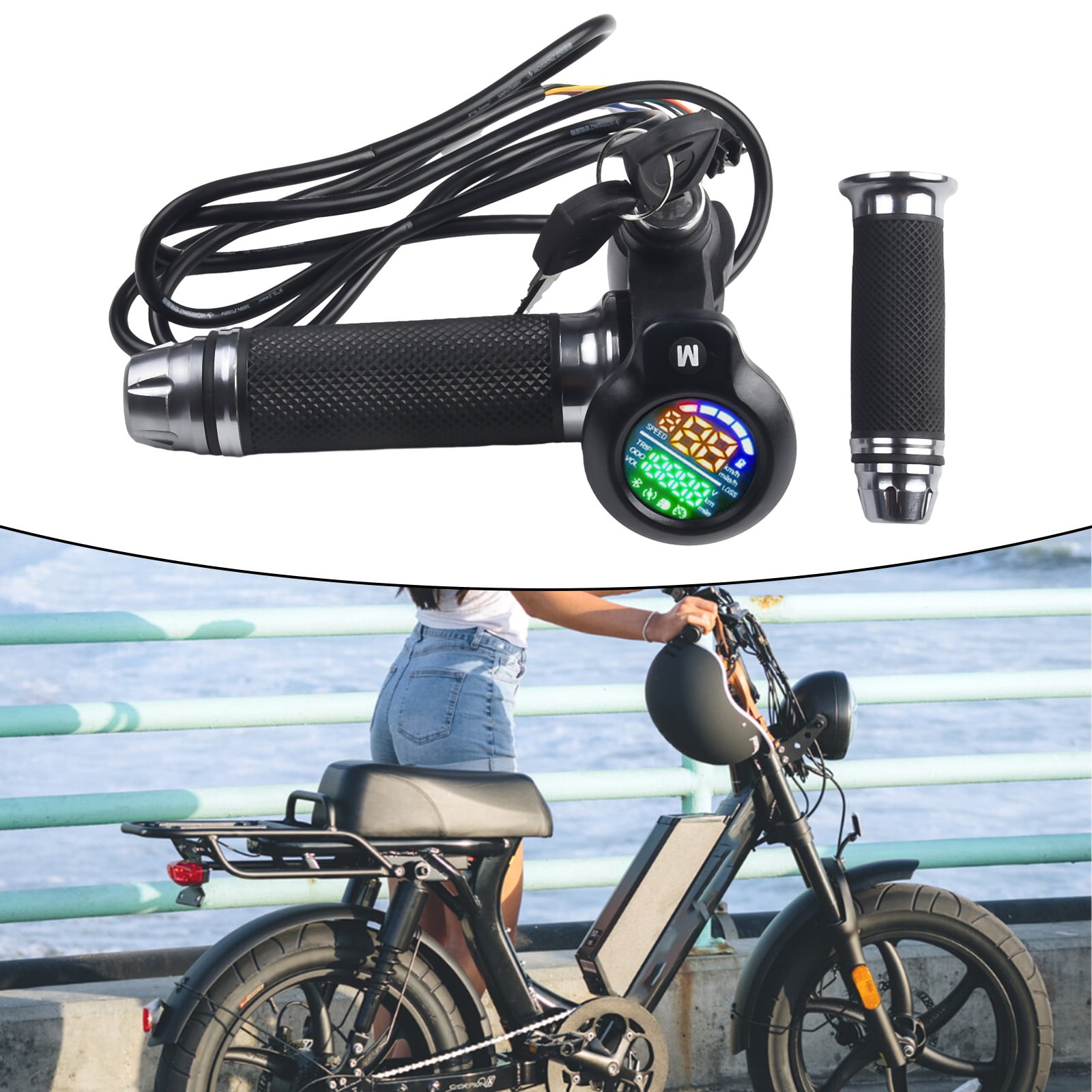 E-Bike Twistthrottle 24-72V Electric Scooter Bicycle Grip Handlebar Led ...