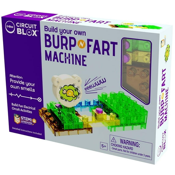 E-Blox: Circuit Blox: BYO Burp 'N Fart Machine - Build Your Own, Add Funny Sounds To Brick Structures, DIY STEM Electrical Activities, Toy Kids Age 5+