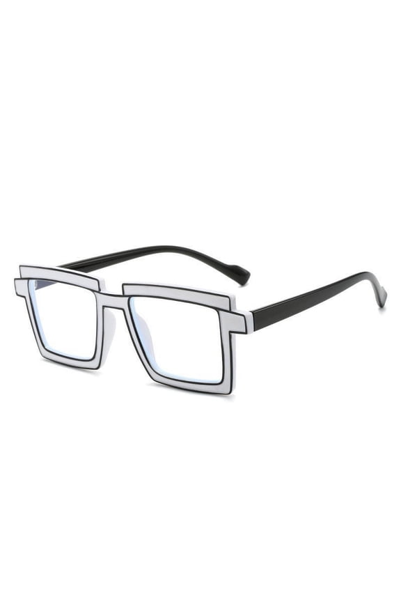 E Blue Light Filter Glasses With Color Block Frame Plastic Lens For Computer Screen Eye Strain Relief