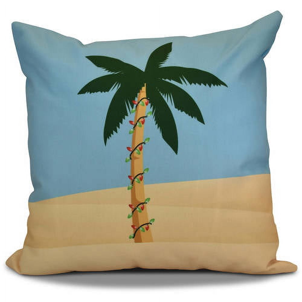 E By Design Palm Tree with Christmas Lights Decorative Pillow