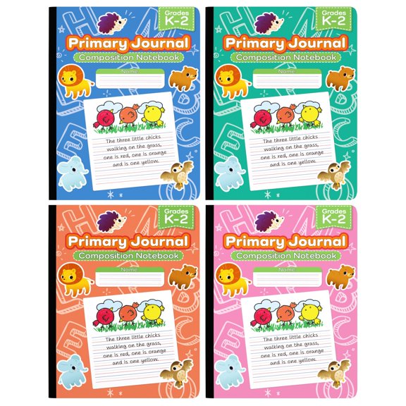 E-CLIPS USA 200-Page Composition Notebook, Animal-Themed Journal, Yellow, 2-Pack