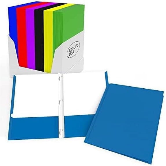 E-CLIPS USA 3 Prong Folders with Pockets Assorted Colored School ...