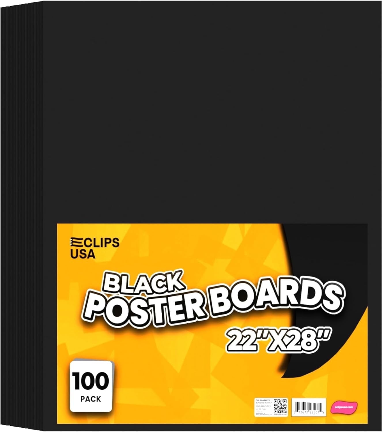 E-CLIPS USA Black Poster Board for Presentations and School Supplies, 22” x 28”, 100-Pack