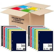 E-CLIPS USA College Ruled Single Subject Spiral Notebook, 56 GSM, 70 Sheets, 24 Pack