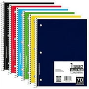 E-CLIPS USA College Ruled Single Subject Spiral Notebook, 56 GSM, 70 Sheets, 6 Pack