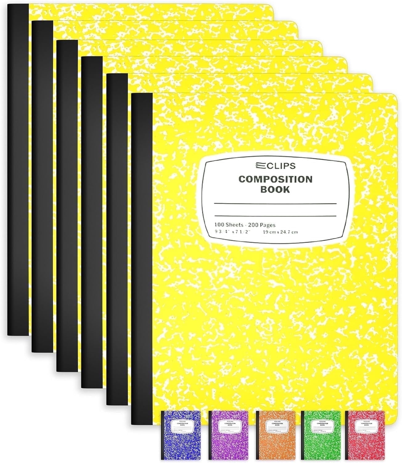 E-Clips USA 100-Sheet Wide-Ruled Hard Cover Composition Notebooks ...
