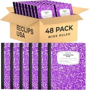 E-Clips USA 100-Sheet Wide-Ruled Hard Cover Composition Notebooks, Purple, 48-Pack Bulk