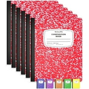 E-Clips USA 100-Sheet Wide-Ruled Hard Cover Composition Notebooks, Red, 6-Pack Bulk