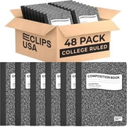 E-Clips USA 100-Sheet College-Ruled Hard Cover Composition Notebooks, Marble, 48-Pack Bulk