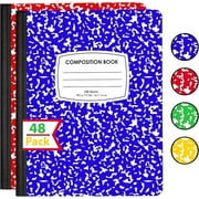 E-Clips USA 100-Sheet Composition Notebook, Wide Ruled Notebooks in Assorted Colors, 48-Pack